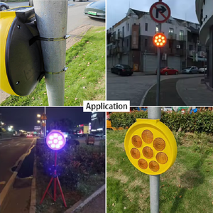 Luz de Advertencia LED Solar con Forma de Girasol, Baliza Intermitente Amarilla <span class=keywords><strong>para</strong></span> Seguridad Vial en Parques y Jardines - Product Image 4