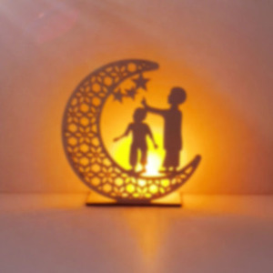 Lámpara de Luna de Madera Personalizable al por Mayor para Ramadán, Luz Nocturna Eid Mubarak para Decoración del Hogar y Celebraciones Festivas, Dropshipping - Product Image 4