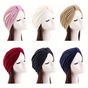Turban pour femme prêt à expédier, multifonctionnel, en polyester, noué, torsadé, couleur unie, pré-noué, élastique, de haute qualité - Product Image 2