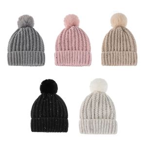 2023 durable personnalisé câble tricoté hiver chaud rose <span class=keywords><strong>bonnet</strong></span> toque chapeaux avec <span class=keywords><strong>pompon</strong></span> - Product Image 2