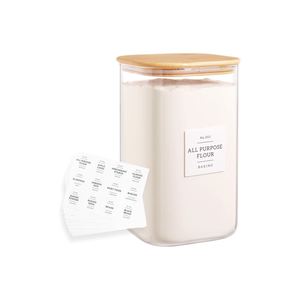 Large Capacity Borosilicate Glass Food <b>Storage</b> <b>Jars</b> Acacia Wood Lid Modern Eco-Friendly <b>Kitchen</b> Camping Use Freshness - Product Image 1