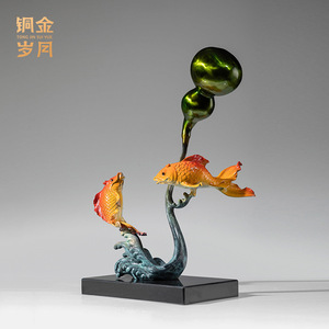 Ornement de carpe en laiton, cuivre et or, pour la prospérité abondante, décoration de maison, décoration de table, cadeau du Nouvel An chinois - Product Image 3