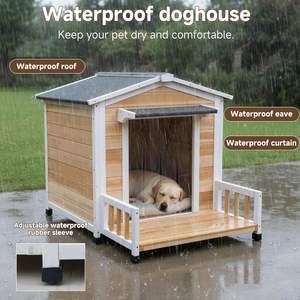 บ้านสุนัขพร้อมระเบียง บ้านสุนัขไม้กลางแจ้ง บ้านสุนัขยกพื้นพร้อมระเบียง  คอกสุนัขกลางแจ้งที่ทนทาน - Product Image 4