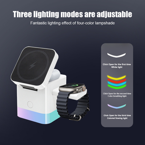 3 in 1ที่ชาร์จไร้สายแบบพับได้พร้อมไฟ RGB สำหรับโทรศัพท์นาฬิกาหูฟัง - Product Image 2