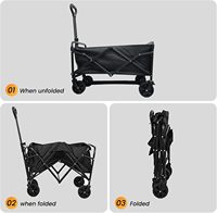 Chariot pliable robuste en fer, capacité de 230 lb, poignée réglable, tissu imperméable amovible, portable pour le camping