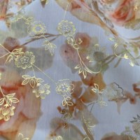 C24 #   Tissu en mousseline de polyester imprimé respirant, motif floral numérique, doux et léger, pour robes et vêtements féminins