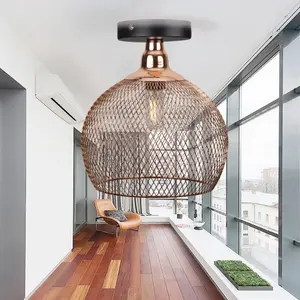 Nordic Restaurant Bar Chandelier Vintage Rose Gold Bird Cage Creative Living Room Dormitorio Pasillo colgante E27 Luz de techo