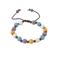 Nuorui Vente en gros Nouveaux bijoux tendance Bracelet unisexe en pierre de lave multicolore Perles Chakra Guérison Énergétique Cadeau 19cm