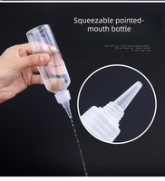 Bouteille de colle à l'huile en plastique PET transparent capacité de 30ml/50ml/100ml mat plat pointu bouche bouchon bec presser vide vente en gros