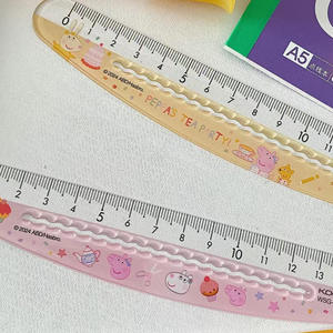Custom Cartoon Acrylic UV Printed Plastic Piggy Page Series Wave Curving Drawing Ruler Multifunctional Measuring Scale - Product Image 3
