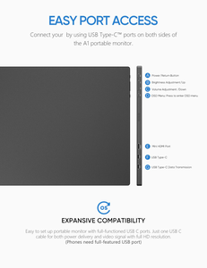 Arzopa A1 15.6 Inch 1080P FHD 60Hz Laptop Screen Extender Portable <strong>Monitor</strong> Display Screen for Laptop Portable <strong>Monitor</strong> - Product Image 4