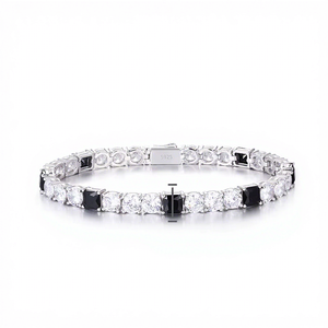 Luxury <b>Solid</b> <b>Gold</b> Lab Grown Diamond Alternating Brilliant Cut White Tennis Bracelet 6mm Iced Hip Hop Fine Jewelry Women's IGI - Product Image 2