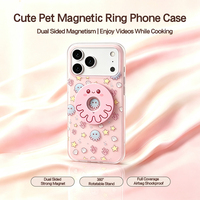 Coque de téléphone antichoc en PC et fibre d'aramide avec impression IML couleur unie, support magnétique rotatif à 360°, version universelle compatible