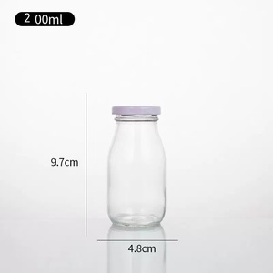Vente en gros de bouteilles de lait en verre transparent vides de 10oz 500ml 750ml bouteilles de petit-déjeuner vintage avec couvercles pour les enfants de fête - Product Image 4