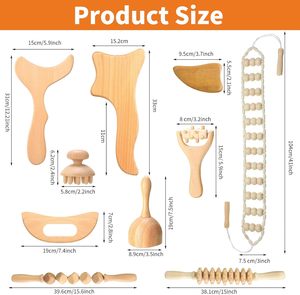 Outils de massage en bois de couleur naturelle pour sculpter le corps, soulager les douleurs musculaires, anti-cellulite, améliorer la circulation sanguine - Product Image 5