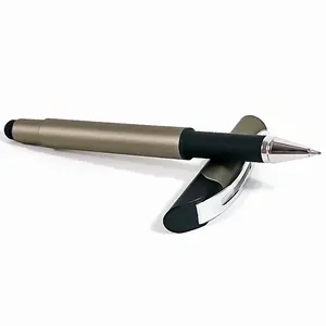 قلم ستيلوس معدني معدني من الفولاذ الترويجي مع قلم على القمة مع نقش الشعار