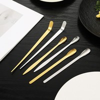 Cuillère à thé Pu-erh en acier inoxydable doré à long manche, cuillère à matcha, outil de préparation du thé, aiguille à dénuder, accessoires pour cérémonie du thé