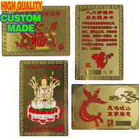 Cartes amulette personnalisées en métal doré, Dragon et Phénix chinois, Guanyin, Protection, Portefeuille, Porte-bonheur, Cadeaux Feng Shui, Émail souple