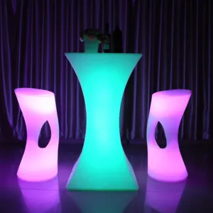 Meja pesta untuk acara klub malam Bar furnitur komersial 16 warna meja koktail bersinar dengan getaran psychedelic