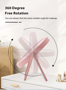Miroir de maquillage pliable rose mignon, design circulaire de <span class=keywords><strong>bureau</strong></span> personnalisé, support métallique réglable, rotation verticale - Product Image 3