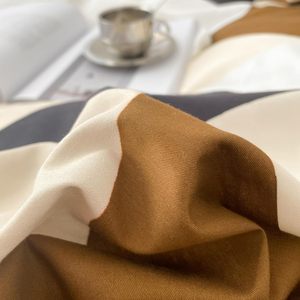 200TC 면 격자 무늬 이불 커버 세트 블랙 다크 브라운 그리드 체크 무늬 이불 커버 현대 침구 세트 - Product Image 4