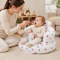Siège de sol gonflable pour bébé avec pompe à air intégrée, motif fraise, grand canapé pour bébé pour apprendre à s'asseoir, chambre à coucher, salon