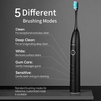 Fábrica profesional personalizada IPX7 Motor de limpieza profunda negro Sonic cepillo de dientes eléctrico cabezal de cepillo de vibración para viaje comercial