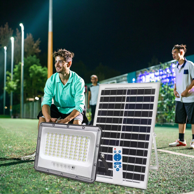 LED Solar Floodlights 50w 100w 200w 300w IP65 Outdoor Solar Flood Light with Remote Control Aluminum Housing Garden Light