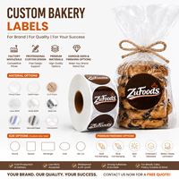 Etiquetas Personalizadas para Panadería, Etiquetas Impermeables para Empaque de Alimentos, Etiquetas Impresas con Logotipo Personalizado para Productos de Pan, Pastel, Galletas y Postres