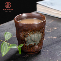 Tasse japonaise vintage en céramique faite à la main sans anse avec glaçure effet four, sans danger pour les aliments, idéale pour les bars à sushis, cafés, salons de thé et usage commercial