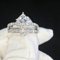 Bague de Fiançailles et de Promesse de Luxe en Argent 925 avec Moissanite GRA D Color Bling Pear Princess pour Femme, Passe le Testeur de Diamant