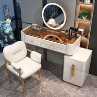 Fauteuil de manucure confortable et moderne en métal pour salon de beauté, style minimaliste, avec table de maquillage intégrée