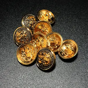 Wholesale High-End Women's Clothing Metal Buttons With Carved Pattern Customization