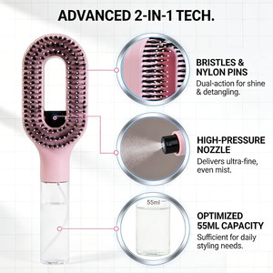 2-in-1 Misting <strong>Hair</strong> <strong>Brush</strong> Built-In Water Spray <strong>Detangling</strong> for Dry Curly/Thick <strong>Hair</strong> Kids Fine Mist Sprayer Refillable - Product Image 3