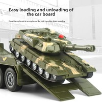 Camion de transport de chars géants 65 cm, modèle de véhicule militaire, pack méga avec hélicoptère, remorque plateau, son et lumière pour jeu de rôle