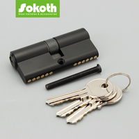 Sokoth Cylindre de porte à double ouverture noir mat chromé brillant 70 mm en aluminium ANSI Grade 2 Garantie 5 ans Style moderne 5