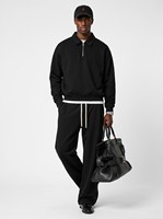 Ensemble sweat-shirt polo demi-zip et pantalon droit pour homme, en mélange de coton 320g, survêtement décontracté oversize, logo personnalisé OEM ODM