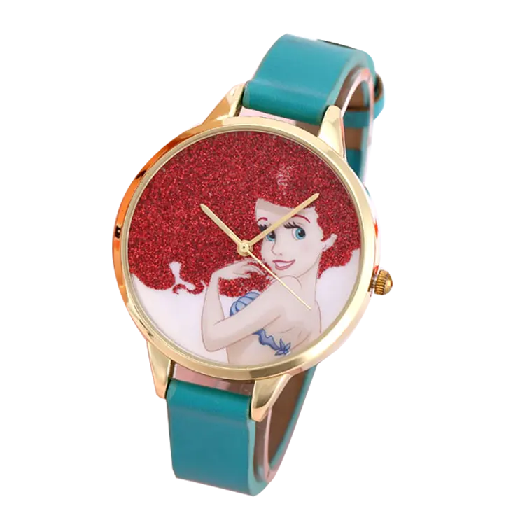 Shiny Dial Green Leather Children Watches Wrist Simple Kids Cartoon Gift Watches