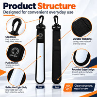 Sangle réfléchissante tissée à LED avec clip et crochet, réflecteurs extérieurs haute visibilité, accessoire de sécurité pour sac à dos