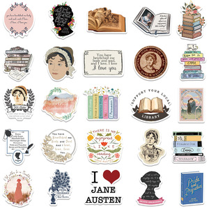 50 autocollants esthétiques avec citations de romans de célèbres écrivaines britanniques, y compris Jane Austen - Product Image 3