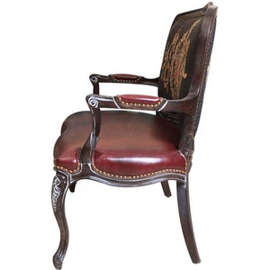 アメリカのアンティークユニークな家具木製レザーソファパターンデザインリビングルームラブシートソファ - Product Image 3