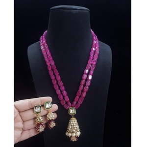 <b>Indian</b> Bridal <b>Jewellery</b> 2 Layer Long Necklace <b>Set</b> with Earrings Silver Plated Traditional Wedding <b>Jewellery</b> for Women - Product Image 1