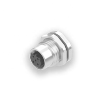 Conector de montaje en panel frontal chapado en oro al por mayor de fábrica de alta calidad CE RoHS copa de soldadura de 5 pines M12 código B soldadura hembra IP67