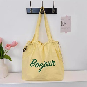 Bolsa de lona ligera con cordón y logotipo personalizado, bolsa de hombro informal con letras para uso diario, MOQ bajo - Product Image 1