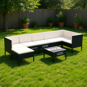 Ensemble de salon de jardin Vidn, 6 places, rotin d'extérieur, mobilier contemporain résistant aux intempéries - Product Image 2