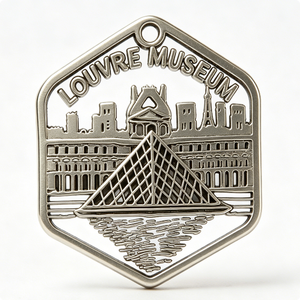 Broche en métal du Musée du Louvre, plaquée argent, design pyramidal, breloque souvenir, forme irrégulière, moulage sous pression en alliage de zinc - Product Image 5