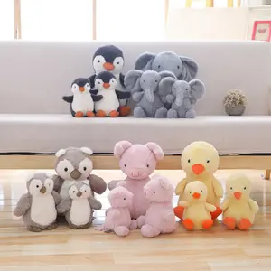 Fabrika yumuşak oyuncak pembe peluş penguen dolması peluş oyuncak fil gri peluş sarı ördek ağırlıklı peluş yumuşak oyuncak