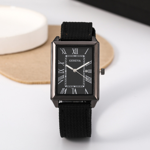 Unisex Casual Quartz Watch Hot Selling Square Analog Dial Mechanical Movement Luxury 38mm Nylon Strap Fashionable Trendy