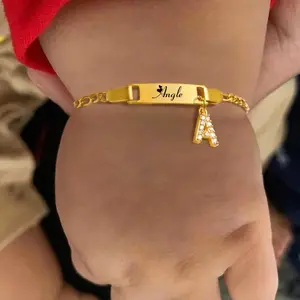 SSeeSY fashion customizable jewelry stainless steel personalized custom logo kids baby name bracelet for baby
