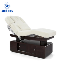 Lit de massage électrique professionnel de luxe MOOLIN pour salon de beauté, avec 4 moteurs, chauffage, massage facial, lit de beauté spa